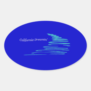 Squiggly Lines_California Dreamin'_Aqua Ovaler Aufkleber