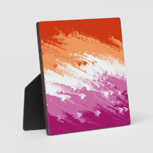 Squiggly Trippy Groovy Abstrakte Lesbische Pride-F Fotoplatte