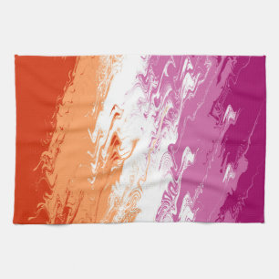 Squiggly Trippy Groovy Abstrakte Lesbische Pride-F Geschirrtuch