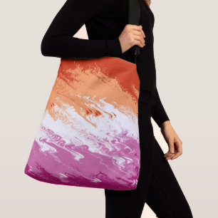Squiggly Trippy Groovy Abstrakte Lesbische Pride-F Tragetaschen Mit Langen Trägern