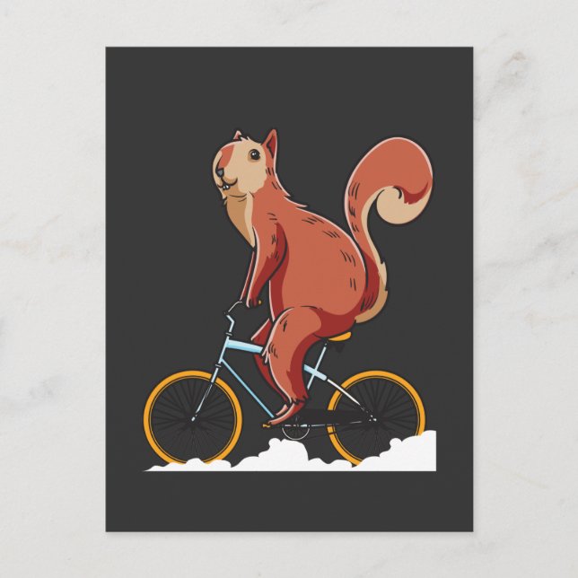 Squirrel Bicycle Niedlich Rodent Biker Postkarte (Vorderseite)