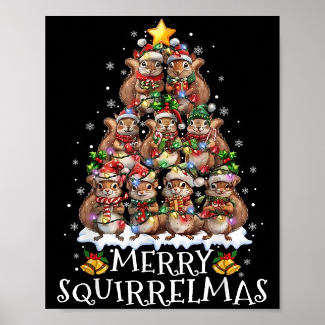 Squirrel Christmas Tree Lights Merry Squirrelmas S Poster (Vorne)