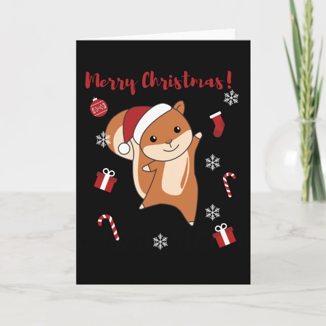 Squirrel Christmas Winteranimals Feiertagskarte (Vorderseite)