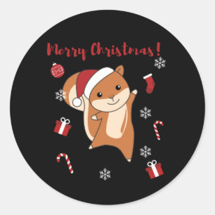 Squirrel Christmas Winteranimals Runder Aufkleber