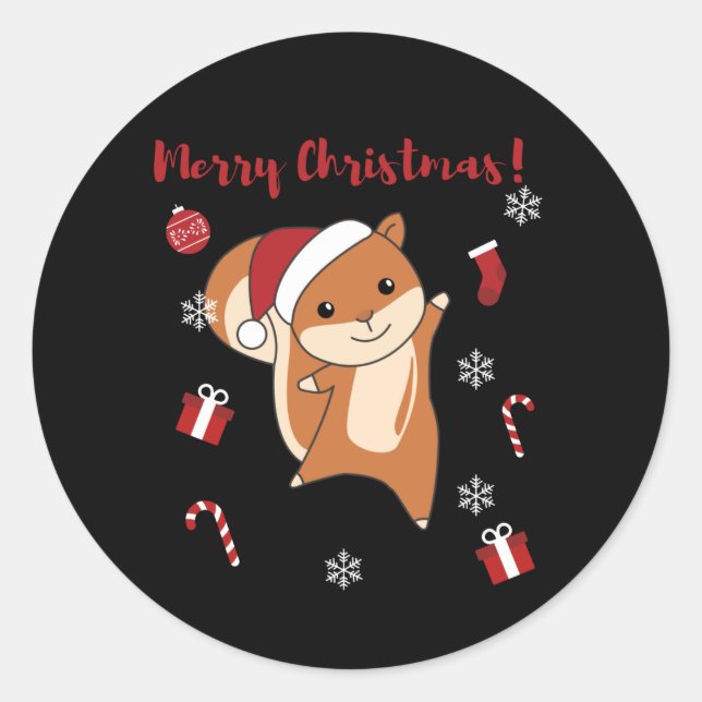 Squirrel Christmas Winteranimals Runder Aufkleber (Vorderseite)