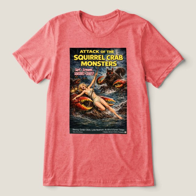 Squirrel Crab Monsters Tri-Blend Shirt (Design Vorderseite)