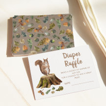 Squirrel Diaper Raffle Baby Shower Enclosure Card