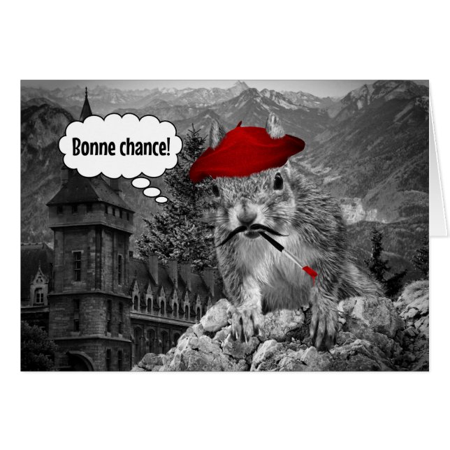Squirrel French Artist Bonne Chance (Vorderseite (Horizontal))