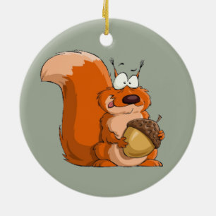 SQUIRREL HOLDING ACORN KERAMIK ORNAMENT