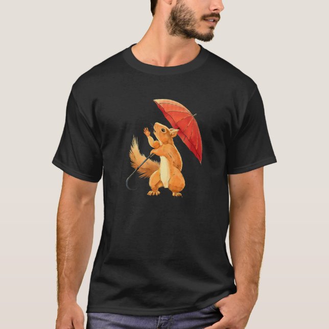 Squirrel Holding Umbrella  Squirrel Enthusiast T-Shirt (Vorderseite)
