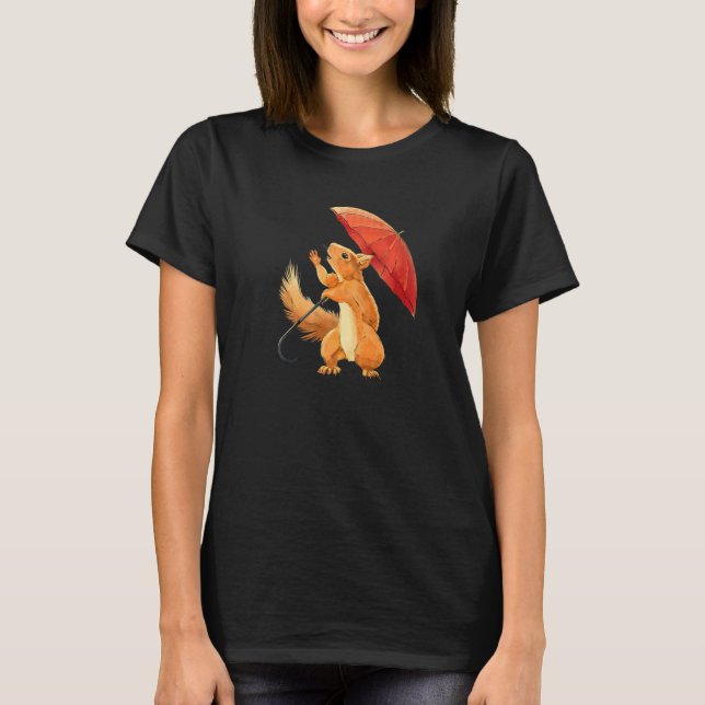 Squirrel Holding Umbrella  Squirrel Enthusiast T-Shirt (Vorderseite)