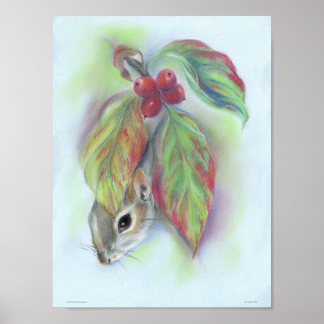 Squirrel in Autumn Dogwood Leaves Poster (Vorne)