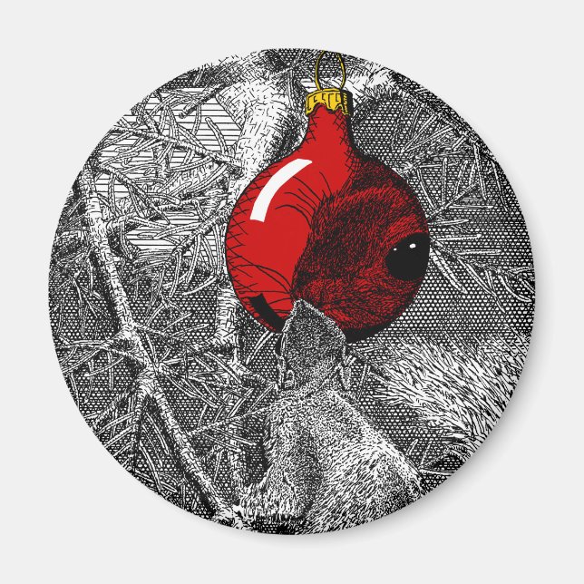 Squirrel in Christmas Tree Magnet (Vorne)