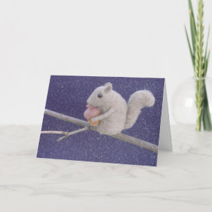 Squirrel in the Night on Branch with Snow Feiertagskarte