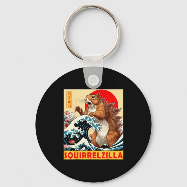 Squirrel Japanese Art Funny Squirrel For Men Women Schlüsselanhänger (Vorderseite)