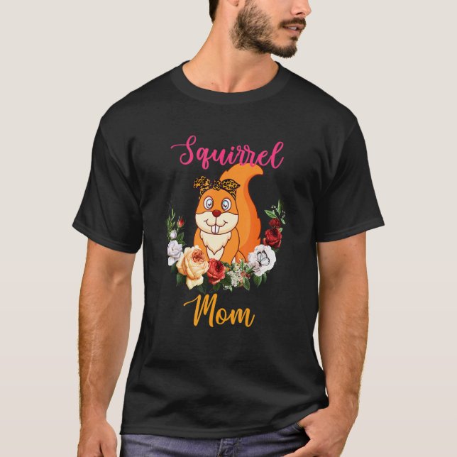 Squirrel Mom Floral Squirrel Bow Tie Lover Mother' T-Shirt (Vorderseite)