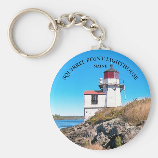 Squirrel Point Lighthouse, Maine Button Schlüssela Schlüsselanhänger (Vorne)