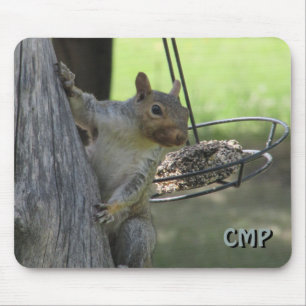 Squirrel Raiding Bird Feeder with Your Initials Mousepad