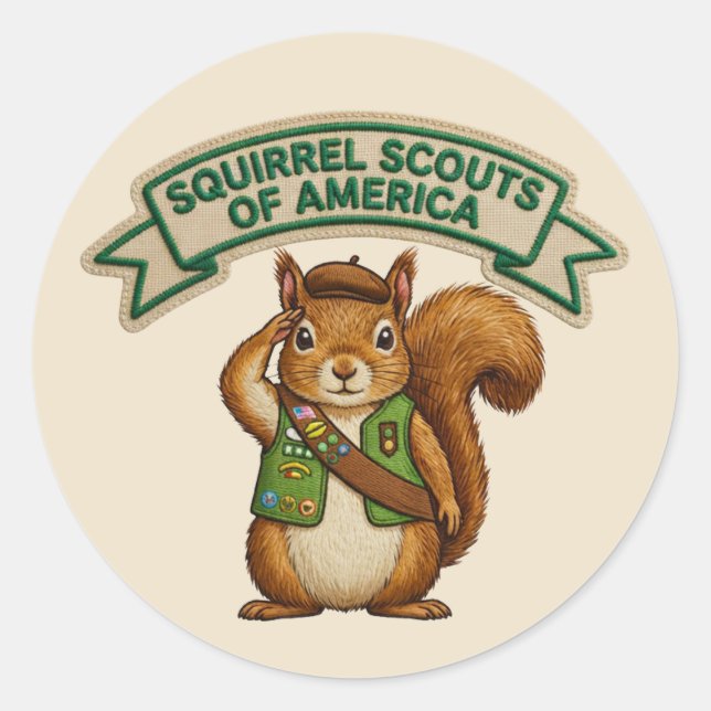 Squirrel Scout Runder Aufkleber (Vorderseite)