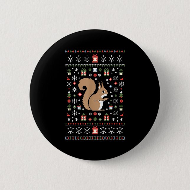 Squirrel Ugly Christmas  Button (Vorderseite)