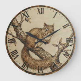 Squirrel Wall Clock - Cozy Woodland Charm Große Wanduhr