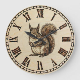 Squirrel Wall Clock - Warm Woodland Touch Große Wanduhr