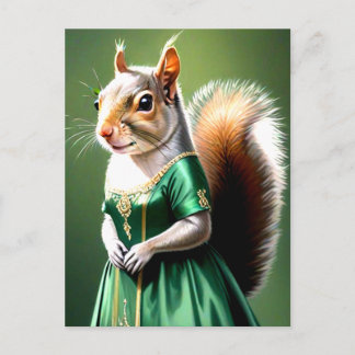 Squirrel Wearing Green Dress Postkarte