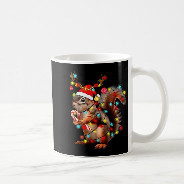 Squirrels Christmas Lights Funny Xmas Squirrel Lov Kaffeetasse (Rechts)