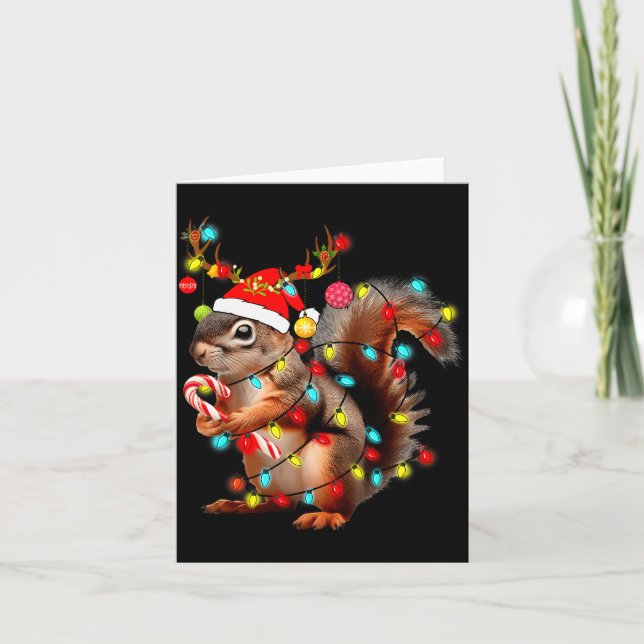 Squirrels Christmas Lights Funny Xmas Squirrel Lov Karte (Vorderseite)