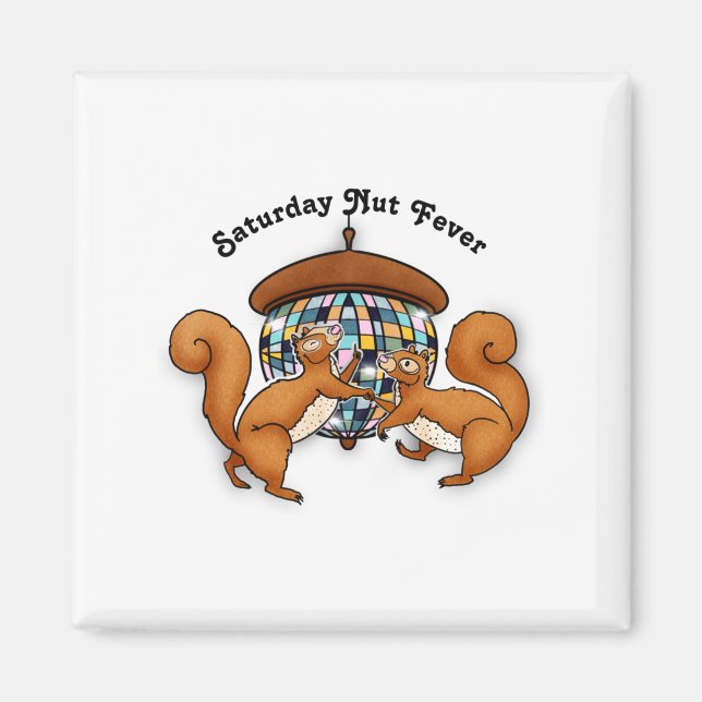 Squirrels Disco Funny Party  Magnet (Vorne)