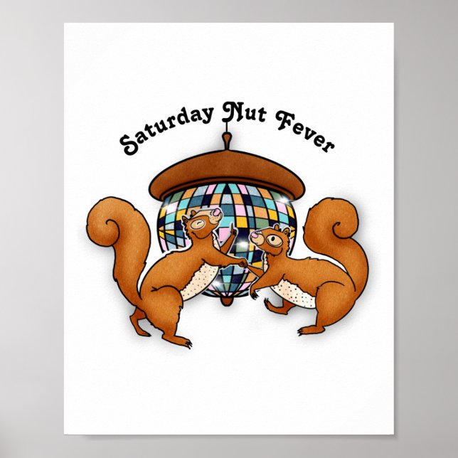 Squirrels Disco Funny Party  Poster (Vorne)