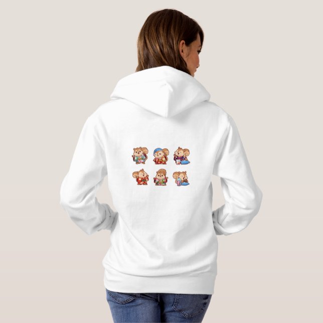 Squirrels dressed in traditional Japanese kimono Hoodie (Schwarz voll)