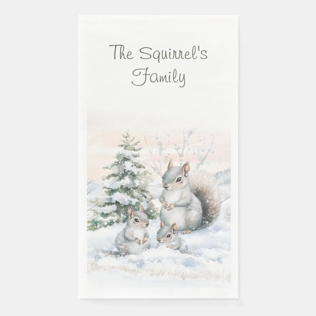 Squirrels in Winter Snow  Serviette (Vorderseite)