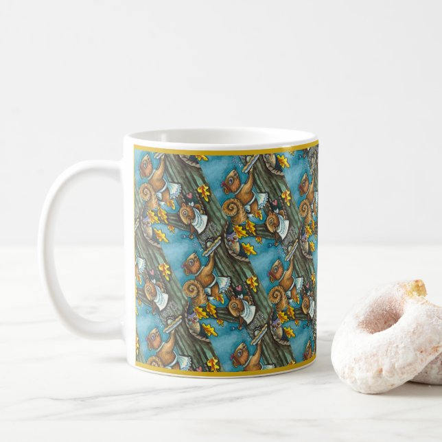 SQUIRRELS & OWL ERNTEDANK, HOMEMADE ACORN PIE KAFFEETASSE (Mit Donut)