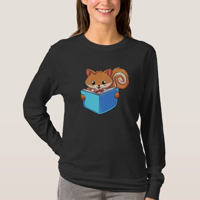 Squirrle Reading Book Reader T-Shirt (Vorderseite)