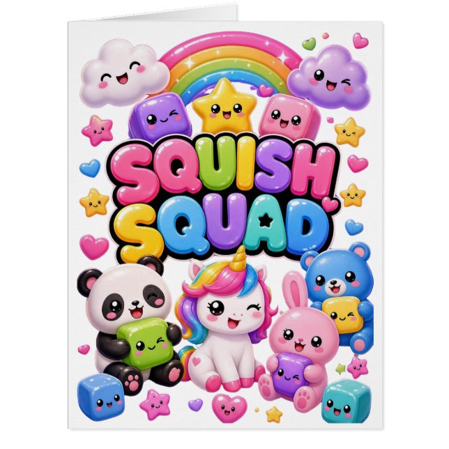 Squish Squad Funkelnder Regenbogen Panda Einhorn S (Vorderseite)