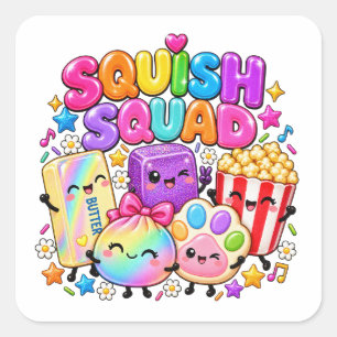 Squish Squad Virale Squishies Popcorn Butter Klöße Quadratischer Aufkleber