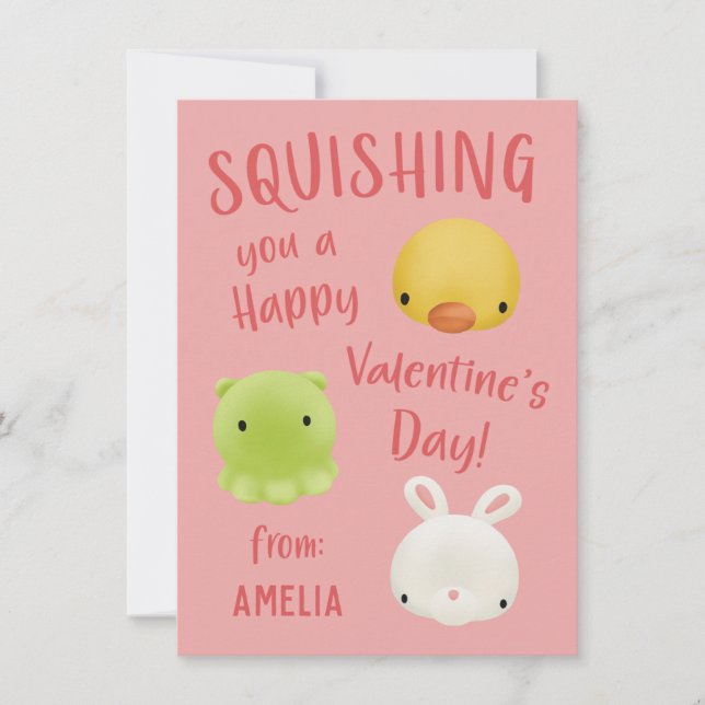 Squishies Kids Classroom Valentine Card Feiertagskarte (Vorderseite)