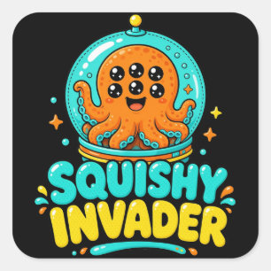 Squishy-Invasoren-Aufkleber Quadratischer Aufkleber