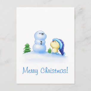 Squishy Littlekins im Schnee Feiertagspostkarte