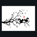 Squrrels mit roten Herzen auf Baumzweig Poster<br><div class="desc">Herrliche Eichel- und Rotherzen auf dem Baumzweig, Grußkarten-Illustration für Valentinstag oder Geburtstag. Kunstdarstellung, Vektorzeichn</div>
