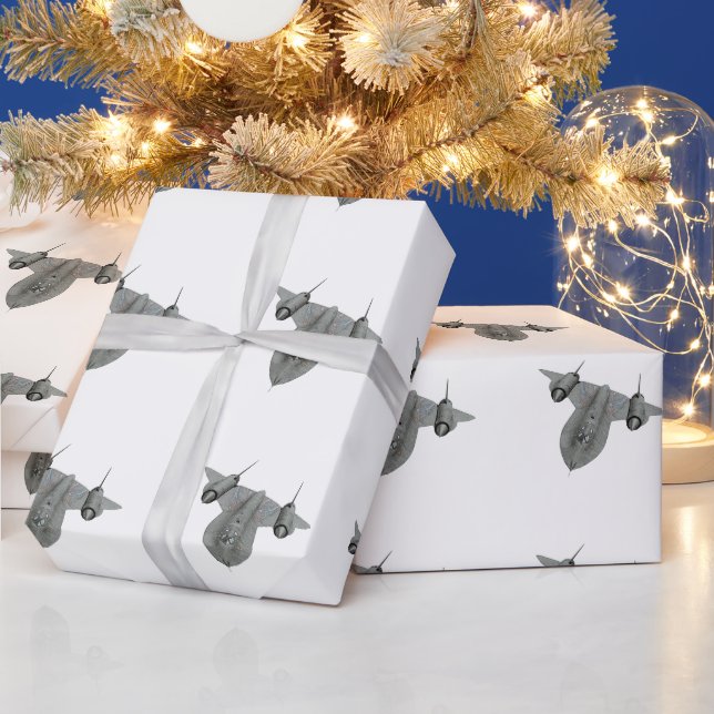 SR71 Blackbird Supersonic Aircraft Illustration Geschenkpapier (Feiertage)