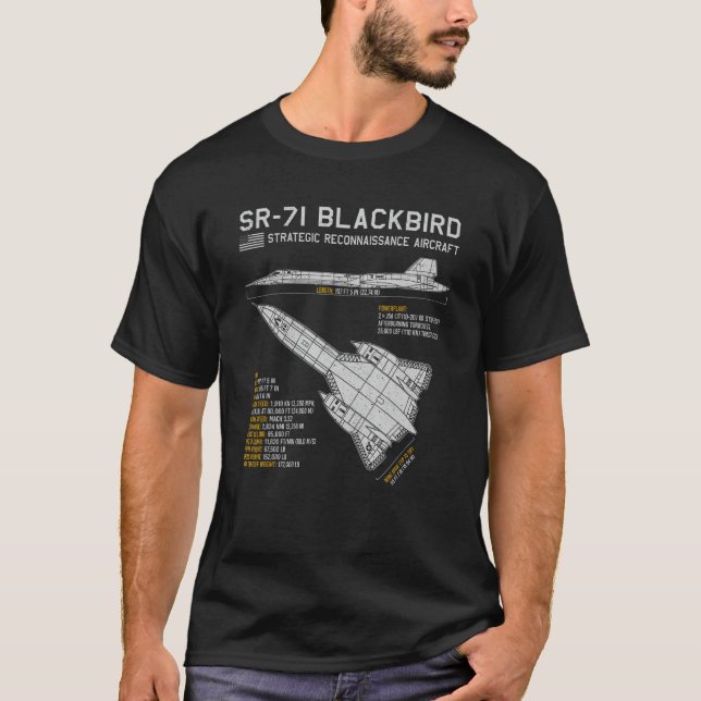 SR-71 Blackbird Aircraft Spy Flugzeug Blueprint Da T-Shirt (Vorderseite)