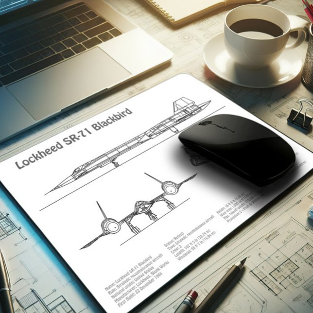 SR-71 Blackbird - Airplane Blueprint Plans BD Mousepad (Von Creator hochgeladen)