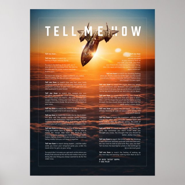 SR-71, Sonnenuntergang, mit Tell Me How ode to fli Poster (Vorne)