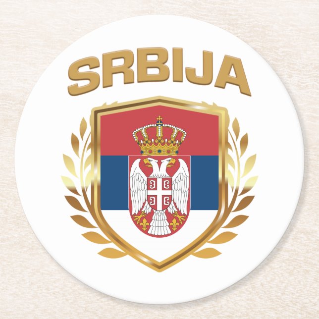 Srbija Flag-Schild Serbien Runder Pappuntersetzer (Vorderseite)