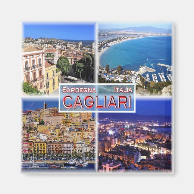 SRD005 CAGLIARI, Sardinien, Mosaik, Kühlschrank Magnet (Vorne)