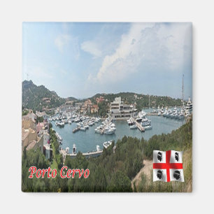 SRD054 PORTO CERVO Der Hafen, Sardinien, Kühlschra Magnet
