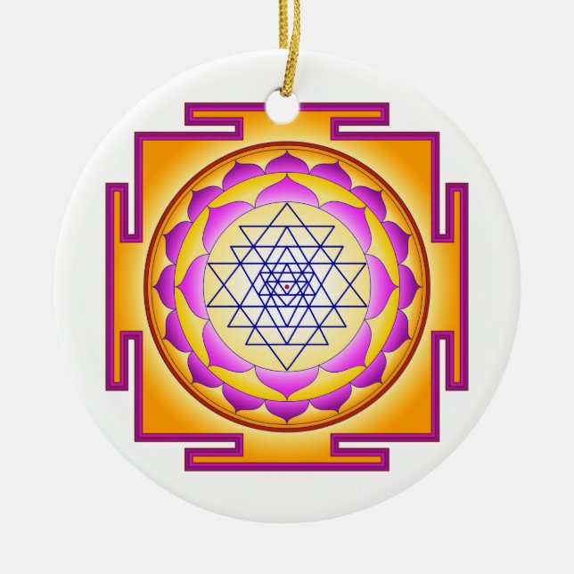 Sri Chakra Göttin Shri Lalitha Tripura Sundari Keramik Ornament (Vorne)