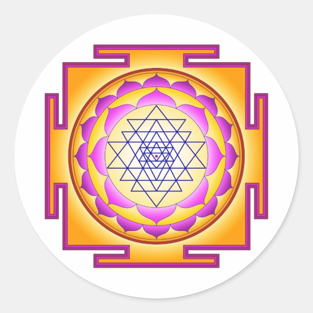 Sri Chakra Göttin Shri Lalitha Tripura Sundari Runder Aufkleber (Vorderseite)